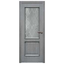 полотно дверное РЖЕВДОРС Вельми 1 109 ПО 700мм Серая патина шпон дуба лак стекло Диамант