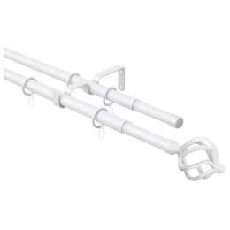 карниз телескоп. 2-рядный ARTTEX 160-300см 16/19мм белый наконечник шар кованный, арт.83.101