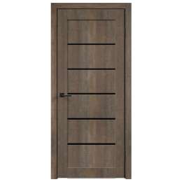 полотно дверное VELLDORIS Linea 1 Медь стекло Лакобель чёрное 200х80см ПВХ