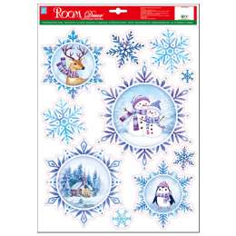 наклейка ROOMDECOR Снежинки с зимним пейзажем 29х41см, арт.WDX5603B