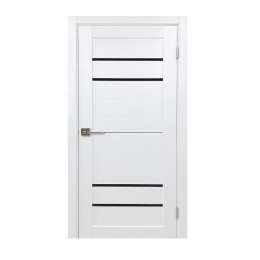 полотно дверное ДВЕРИ ГУД Х2 ПО 800мм Белый бланко ПВХ стекло лакобель черный