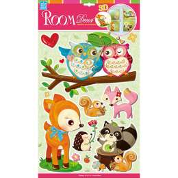 наклейка ROOMDECOR Лесные зверята 29х41см, арт.RCA 0551