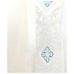 штора тюлевая на шт.ленте ТАС сетка с вышивкой 300х280см бело-голубая, арт.GS3474