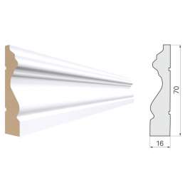 наличник STELLA 70R фигурный белый 2200х70х16мм МДФ ламинированный