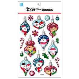наклейка ROOMDECOR Новогодние игрушки мини 14х25см, арт.CEX2703